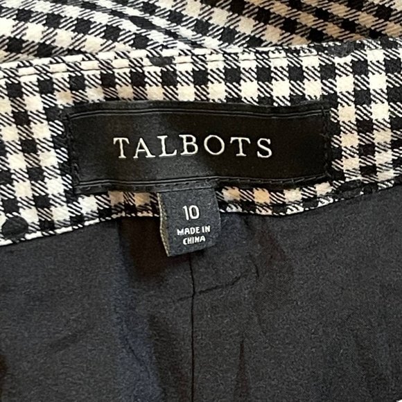 Talbots Wool Blend Gingham Polka Dot Ankle Pants Black White Size 10 - Picture 9 of 10